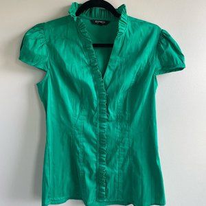 Express dress shirt, short sleeve/cap sleeve, green, size M, green